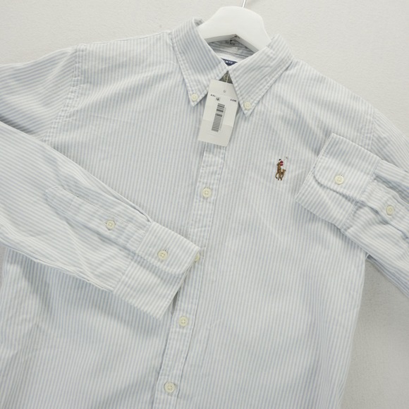 Ralph Lauren Tops - Ralph Lauren Slim Fit Button Down Shirt Blue White Stripe Cotton Size 6 NEW